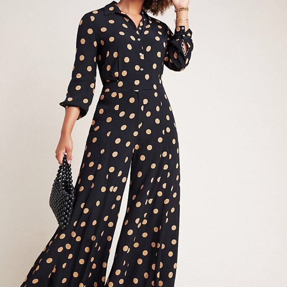 Anthropologie LOVELAND polka dot jumpsuit